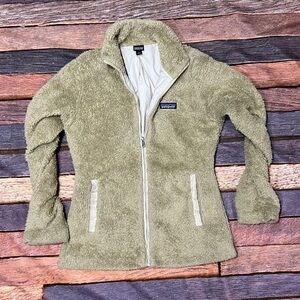 Patagonia Womens Los Gatos Tan Zip Up Sherpa Fleece Coat Jacket